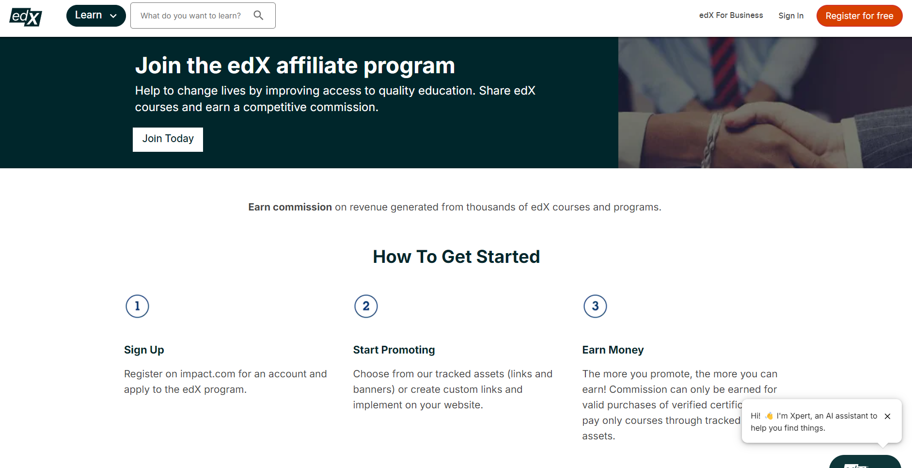 edX: Offers courses from top institutions with commissions on course enrollments